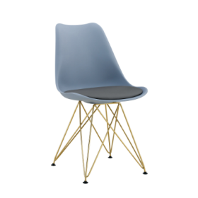 Modern Dining Chairs With Shell Lounge Plastic Seat And GOLDEN STEEL Legs KITEHCN Chairs Meeting Room Chairs Living Room,Set Of 4, GREY