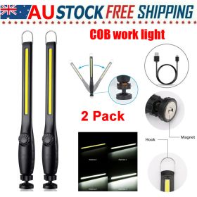 LED USB Rechargeable Work Light Magnetic Flashlight Flexible Cordless Torch Automotive Inspection Emergency Light 2 PACK