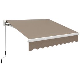 8' X 6.6' Patio Retractable Awning Manual Exterior Sun Shade Deck Window Cover, Brown