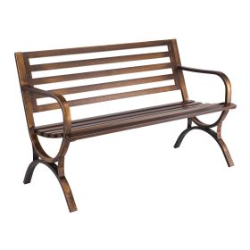 VEVOR Outdoor Bench Patio Bench 50 inch Metal Frame Slatted Backrest for Porch
