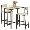 HOMCOM 3 Piece Pub Table and Chairs for 2, Bar Table and Stools with Footrest for Small Space, Oak