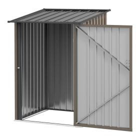 Outsunny Lean-to Garden Storage Shed 3.3x3.4 ft Galvanized Steel with Lockable Door Brown