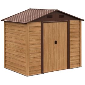 Outsunny Metal Outdoor Storage Shed 7.7 x 6.4 with 2 Doors 4 Ventilation for Patio Backyard Lawn Outdoor Furniture Brown