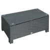 Outsunny Large Rattan Coffee Table, Weather-Resistant Wicker Outdoor Side Table, Black