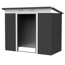Outsunny Durable Metal Garden Shed: 8x4ft Gray with Lockable Doors & Vented Steel Frame