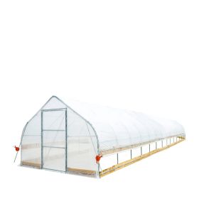 12' x 60' Tunnel Greenhouse Grow Tent w/6 Mil Clear EVA Plastic Film, Cold Frame, Hand Crank Roll-Up Sides, Peak Ceiling Roof, TMG-GH1260