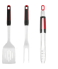 3-Piece Stainless Steel BBQ Grill Tool Set with Soft Grip Handles  Tongs, Fork, and Spatula