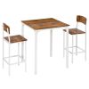 HOMCOM Modern 3 Piece Dining Set, Dining Room Set with Wood Grain Effect, 2 Chairs, and Smooth Surface, Small Dining Table for 2, Brown/White