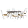 Outsunny 7 Piece Patio Dining Set with Umbrella Hole, Aluminum Outdoor Furniture Set with 6 Chairs and Cushions for Garden, Backyard, or Poolside