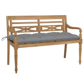Bench Natural wood with grey cushion
