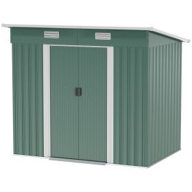 Outsunny Metal Outdoor Storage Shed 7x4 Lockable Garden Tool Shed Dark Green