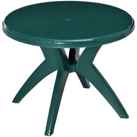 Outsunny Round Alfresco Table: Green Outdoor Bistro Table with Umbrella Hole for Garden