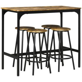 HOMCOM 5-Piece Industrial Dining Set Bar Table and Round Stools Metal Frame for Pub Dining Room