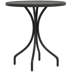 Outsunny Rustic Garden Accent: Distressed Gray Round Steel Slat-Top Side Table for Outdoor Oasis
