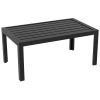Outsunny Outdoor Coffee Table Black Rectangular Patio Side Table with Steel Frame and Slat Tabletop for Garden, Balcony