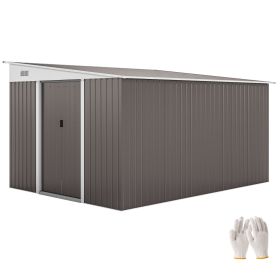 Outsunny Metal Garden Shed 11x9 ft Outdoor Storage with Sliding Doors & Air Vents Gray
