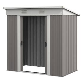 Outsunny 6' x 4' Metal Garden Shed, Backyard Tool Storage Shed with Dual Locking Doors, 2 Air Vents and Steel Frame for Garden Backyard Lawn, Gray