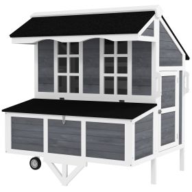 PawHut 43" Chicken Coop with Wheels, Chicken Tractor with Nesting Box, Windows, Pull-out Tray, Perches, for 2-4 Hens, Gray