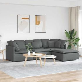 Modular Sofa Dark Grey Fabric (100% Polyester) Large Modular