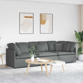 Modular Sofa Dark Grey Fabric Upholstery (100% Polyester) Oversized