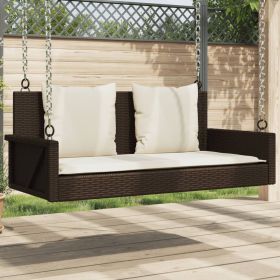 Swing Bench with Cushions Brown 46.9"x22"x18.9" Poly Rattan