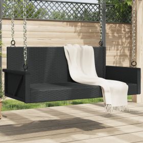 Swing Bench Black 46.9"x22"x18.9" Poly Rattan