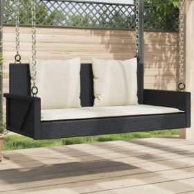 Swing Bench with Cushions Black 46.9"x22"x18.9" Poly Rattan