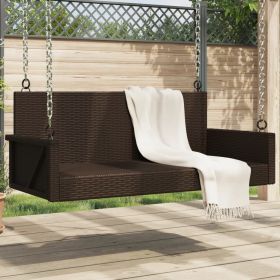 Swing Bench Brown 46.9"x22"x18.9" Poly Rattan