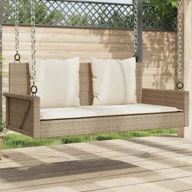 Swing Bench with Cushions Beige 46.9"x22"x18.9" Poly Rattan