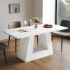 Dining Table for 4 to 6 People, 63" Rectangular Dining Room Table, Modern Wooden Faux Marble Dinner Table with Sturdy Base