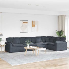 Modular Sofa with Cushions Velvet Dark Gray