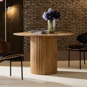 46.45 inch MDF Dining Table for Dining Room Round Dinner Tables Mid-Century Modern Table OAK