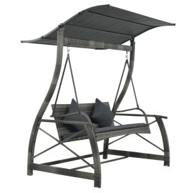Garden Swing Bench Poly Rattan Gray 65.7"x51.2"x70"