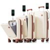 Luggage Set of 3, 20, 24, 28inch with USB Port, 20, 24inch with front opening design Airline Certified Carry on Luggage with Cup Holder