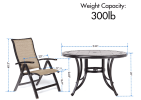 [Dropshipping] 5 Piece Outdoor Dining Set Patio Furniture, Aluminum Folding Chair Sling Chair Set with 46 inch Round Mosaic Tile Top Aluminum Table