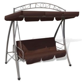 Outdoor Convertible Swing Bench with Canopy Patterned Arch Coffee