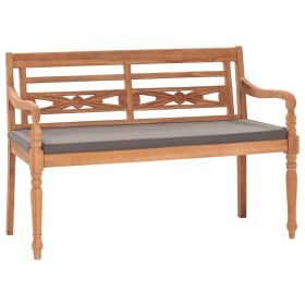 Batavia Bench with Dark Gray Cushion 47.2" Solid Teak Wood