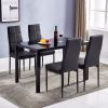 Simple Assembled Tempered Glass & Iron Dinner Table Black(Replacement