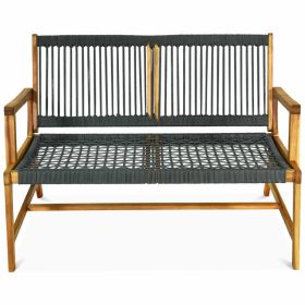 2-Person Acacia Wood Yard Bench for Balcony and Patio