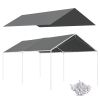 Outsunny 10' x 20' Carport Replacement Top Canopy Cover, UV Resistant and Water Resistant Car Port Portable Garage Tent Cover with Ball Bungee Cords
