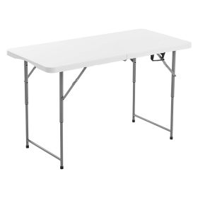 4 Ft Plastic Folding Table Portable Picnic Utility Table Handle Indoor Outdoor