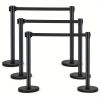 Crowd Control Stanchion, 6 Pieces Stanchion Set with 6.6ft/2 m Black Retractable Belt, Stanchion Retractable Belt Barriers