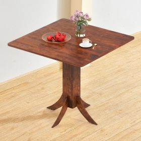 1PC Square Dining Table with Pedestal Base and Rubber Wood Frame