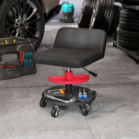 Rolling Creeper Garage Stool, 300 LBS Capacity Mechanic Stool with 360Â° Wheels, Tool Tray, Adjustable Height, Black