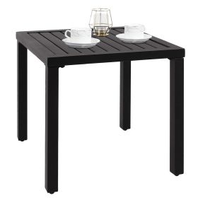 19x19 Inch Black Metal Patio Side Table with Adjustable Foot Pads Outdoor Square End Table Weather Resistant Iron Accent Table for Balcony Garden Deck