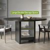 Round Dining Table with Storage, Modern Wood Dinner Table