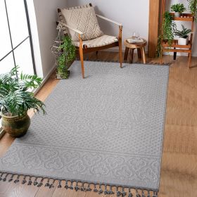LOOM & LUXE Collection 4X6 White/Ivory /Medallion Indoor/Outdoor Area Rug