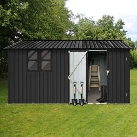 Metal garden sheds 10ftx12ft outdoor storage sheds black with window