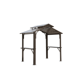 8Ã—5FT Hardtop Grill Gazebo, Outdoor BBQ Gazebo w/Galvanized Steel Double Roof