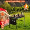 Foldable Camping Table Collapsible Picnic Aluminum Alloy Grill Stand 66LBS Max Load Height Adjustable BBQ Table with Adjustable Height Storage Net 35.